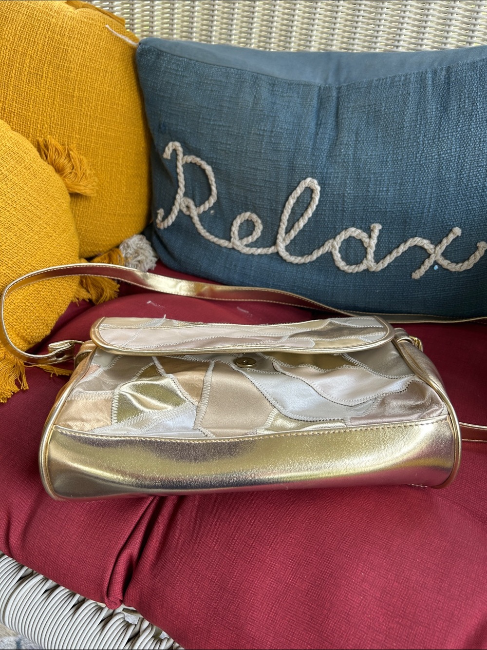 Vintage Gold Patchwork Crossbody Bag - Picture 6 of 8